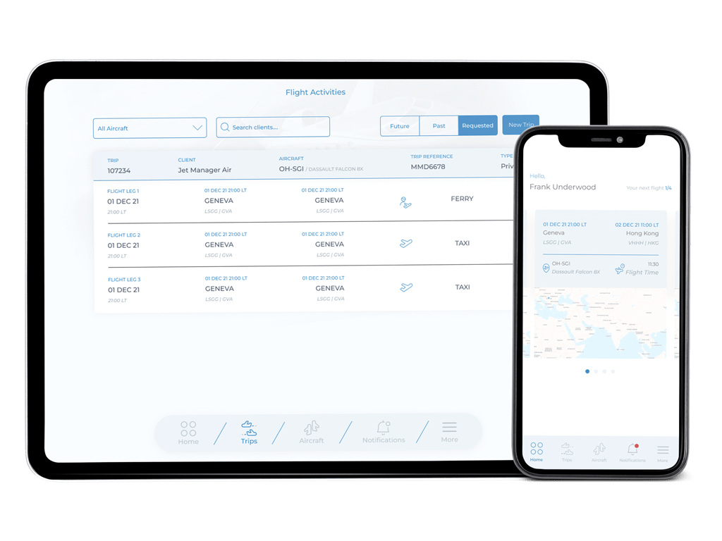 Pilots flight management mobile application