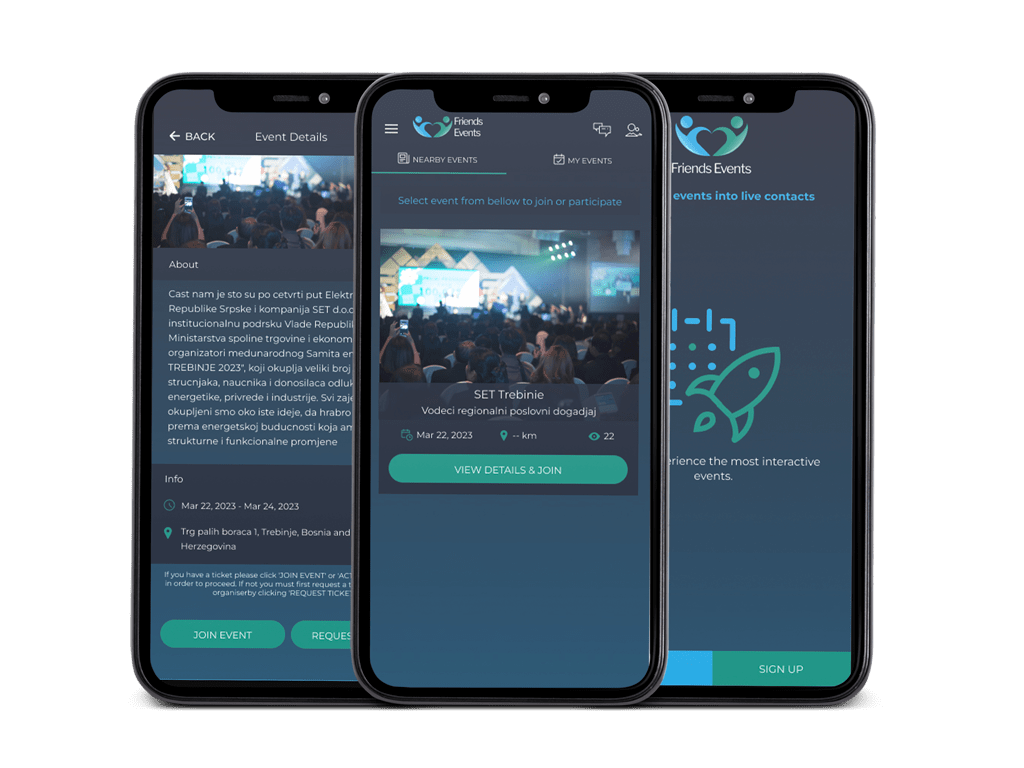 Social network mobile app for events
